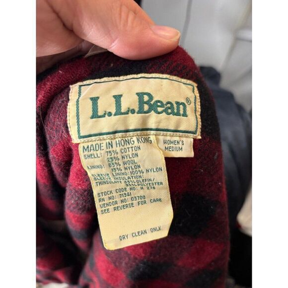 Vintage L.L. Bean Womens Medium Hooded Jacket Parka Coat Cotton Outer Wool Inner - Picture 3 of 5